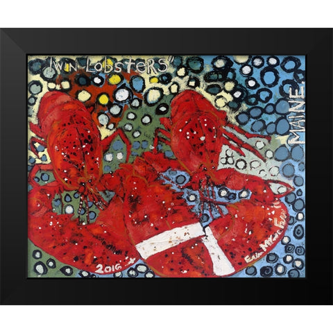 Twin Lobsters I Black Modern Wood Framed Art Print by Ferrell, Erin McGee