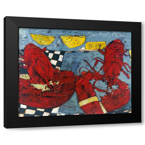 Twin Lobsters II Black Modern Wood Framed Art Print with Double Matting by Ferrell, Erin McGee