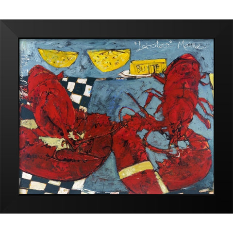 Twin Lobsters II Black Modern Wood Framed Art Print by Ferrell, Erin McGee
