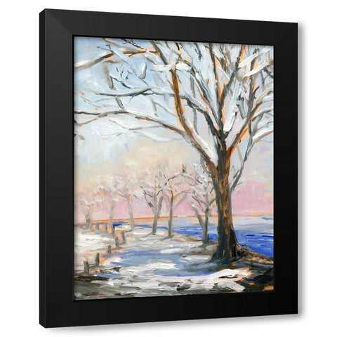 Lakeside in Winter Black Modern Wood Framed Art Print with Double Matting by Iafrate, Sandra