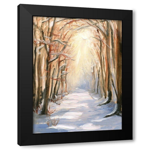 Path in Winter Black Modern Wood Framed Art Print by Iafrate, Sandra