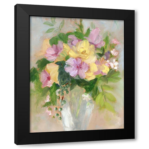 Yellow and Violet Bouquet I Black Modern Wood Framed Art Print by Iafrate, Sandra