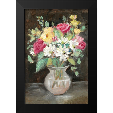 Pink Floral Bouquet Black Modern Wood Framed Art Print by Iafrate, Sandra