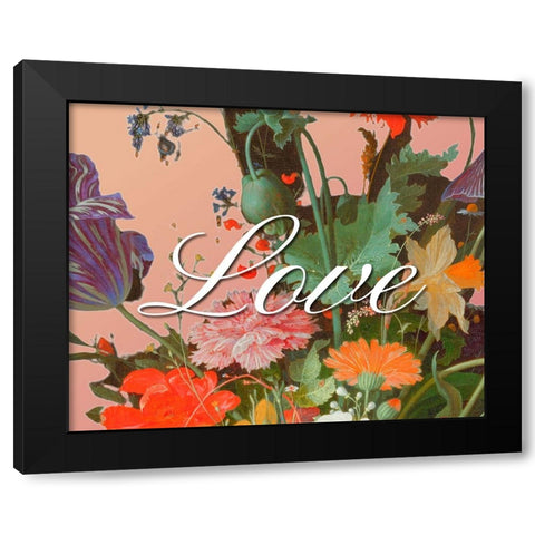 Love Flowers Black Modern Wood Framed Art Print with Double Matting by Iafrate, Sandra