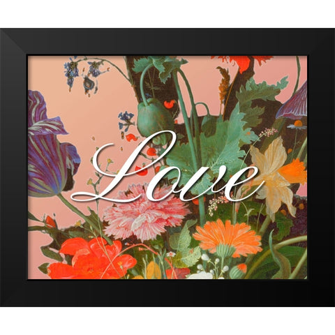 Love Flowers Black Modern Wood Framed Art Print by Iafrate, Sandra