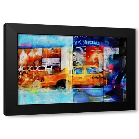 Chelsea Taxi Reflection Black Modern Wood Framed Art Print with Double Matting by Pica, Jeff