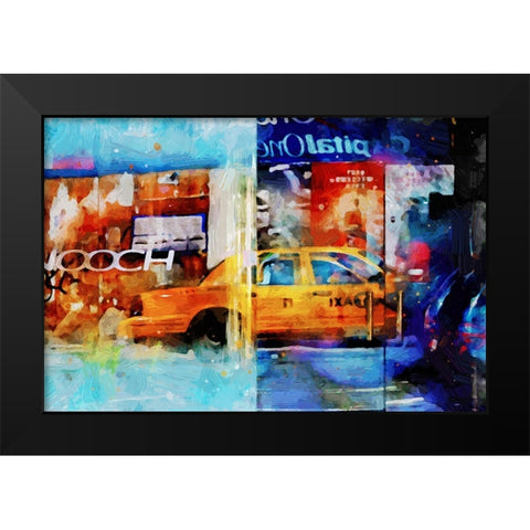 Chelsea Taxi Reflection Black Modern Wood Framed Art Print by Pica, Jeff