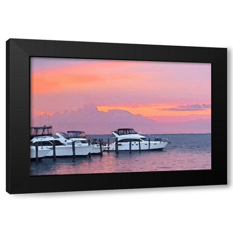 Pines Harbor Pink Black Modern Wood Framed Art Print with Double Matting by Pica, Jeff