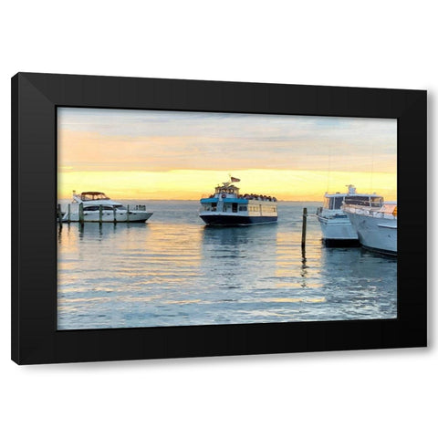 Pines Harbor Yellow Black Modern Wood Framed Art Print with Double Matting by Pica, Jeff