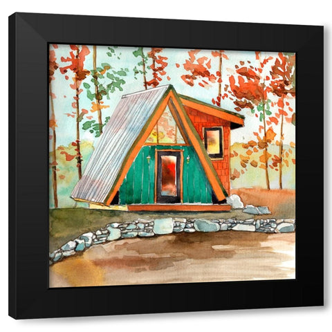 Cabin in the Woods I Black Modern Wood Framed Art Print by McCreery, Paul