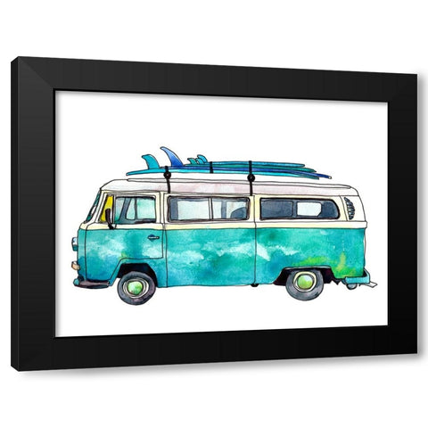 Blue Surf Van Black Modern Wood Framed Art Print by McCreery, Paul
