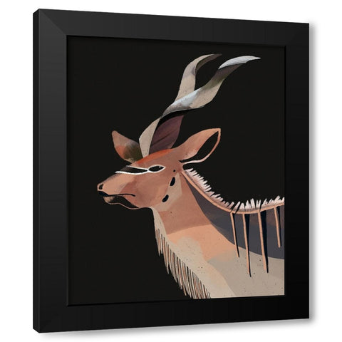 Kudu Black Modern Wood Framed Art Print by Ewer, Rebekah