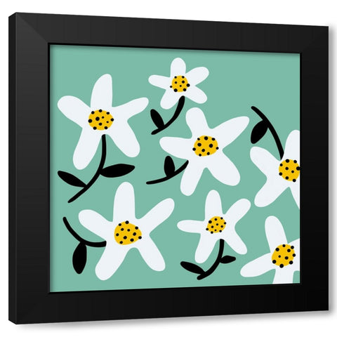 Daisy Rounds I Black Modern Wood Framed Art Print with Double Matting by Ewer, Rebekah