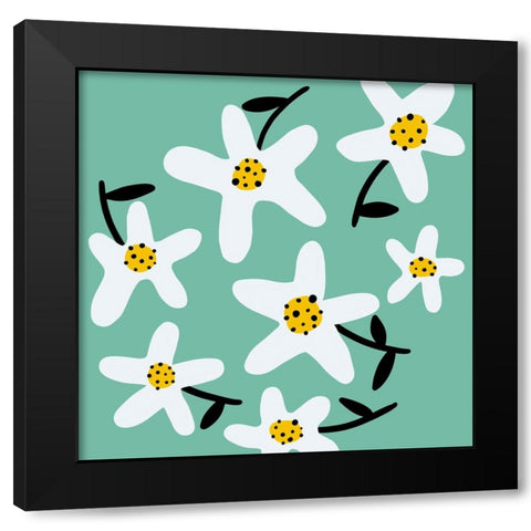Daisy Rounds II Black Modern Wood Framed Art Print with Double Matting by Ewer, Rebekah
