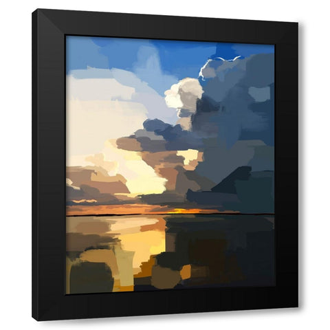 Abstract Seascape  I Black Modern Wood Framed Art Print with Double Matting by Kalina, Emily