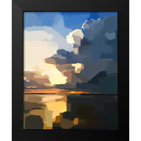 Abstract Seascape  I Black Modern Wood Framed Art Print by Kalina, Emily