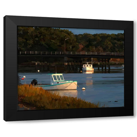 Boats in the Harbor Black Modern Wood Framed Art Print with Double Matting by Kalina, Emily
