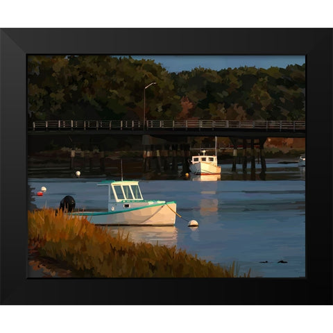 Boats in the Harbor Black Modern Wood Framed Art Print by Kalina, Emily
