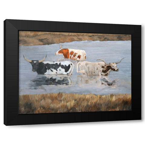 Longhorn Spa Day I Black Modern Wood Framed Art Print by Winkler, Kathy