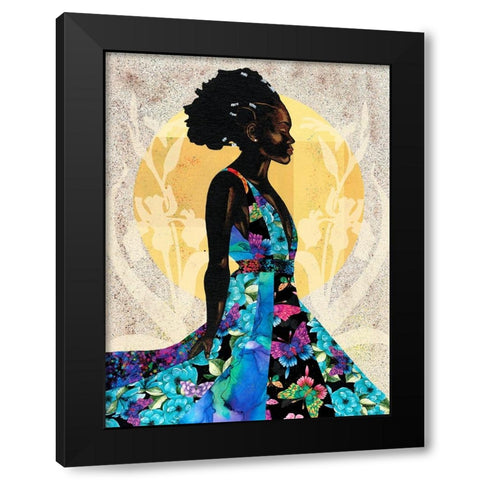 Her Flow Black Modern Wood Framed Art Print by Saunders, Alonzo