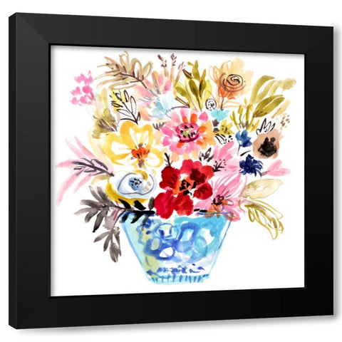 Small Blue Vase Black Modern Wood Framed Art Print with Double Matting by Fields, Karen