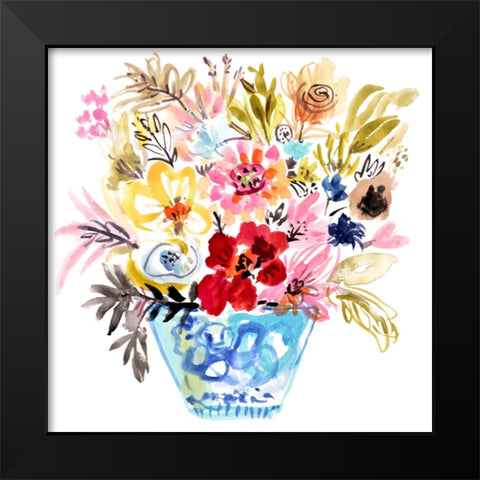 Small Blue Vase Black Modern Wood Framed Art Print by Fields, Karen