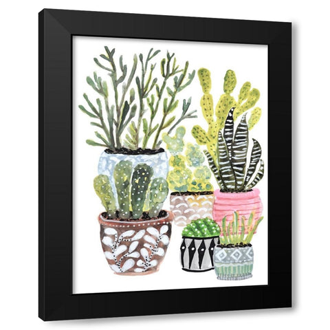 A Cactus Garden I Black Modern Wood Framed Art Print with Double Matting by Fields, Karen
