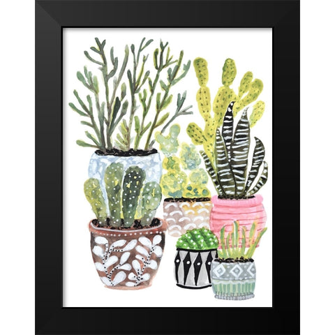 A Cactus Garden I Black Modern Wood Framed Art Print by Fields, Karen