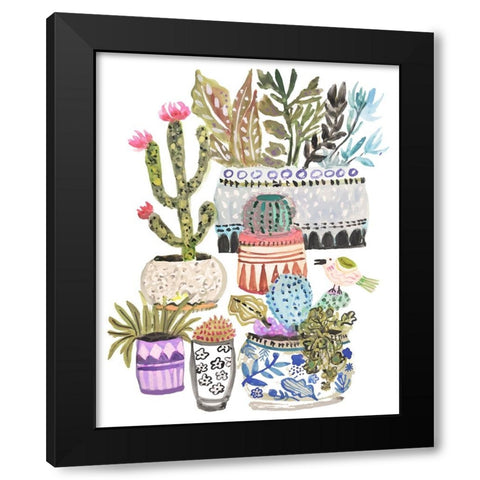 Plant Garden II Black Modern Wood Framed Art Print by Fields, Karen