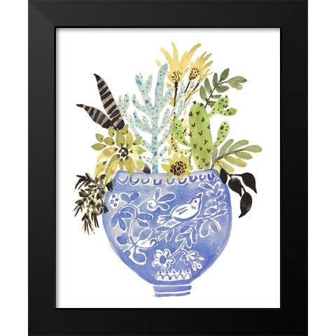 Delft Bird Vase Black Modern Wood Framed Art Print by Fields, Karen