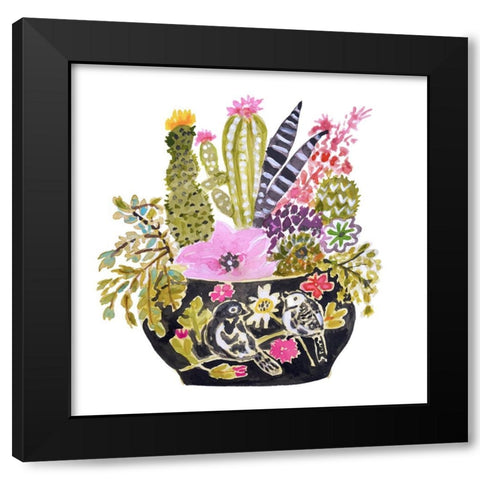 Black Bird Vase Black Modern Wood Framed Art Print with Double Matting by Fields, Karen