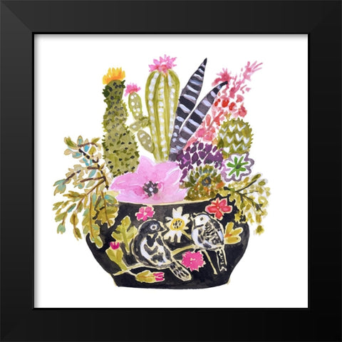 Black Bird Vase Black Modern Wood Framed Art Print by Fields, Karen