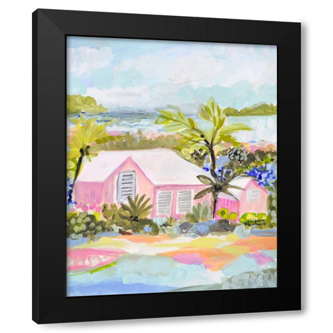 Pink Bungalow Island Black Modern Wood Framed Art Print with Double Matting by Fields, Karen