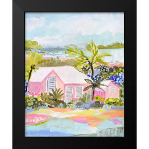 Pink Bungalow Island Black Modern Wood Framed Art Print by Fields, Karen