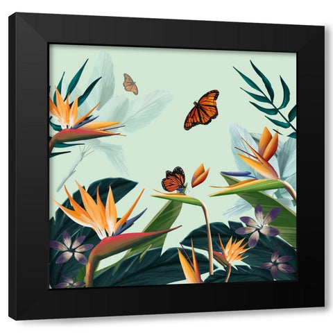 Tropical Flowers I Black Modern Wood Framed Art Print with Double Matting by Arctic Frame