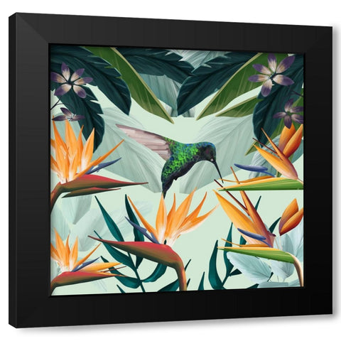 Tropical Flowers II Black Modern Wood Framed Art Print with Double Matting by Arctic Frame