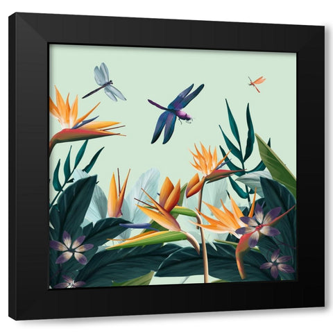 Tropical Flowers III Black Modern Wood Framed Art Print with Double Matting by Arctic Frame