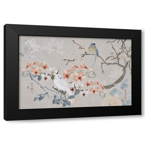 Chinoiserie With Birds Black Modern Wood Framed Art Print by Haase, Andrea