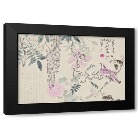 Wisteria Chinoiserie Black Modern Wood Framed Art Print with Double Matting by Haase, Andrea