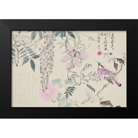 Wisteria Chinoiserie Black Modern Wood Framed Art Print by Haase, Andrea