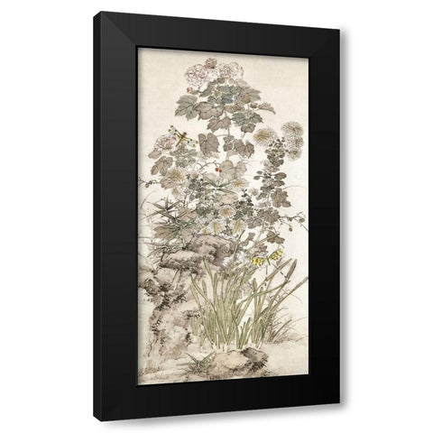 Chinoiserie Panel III Black Modern Wood Framed Art Print with Double Matting by Hunziker, Steve