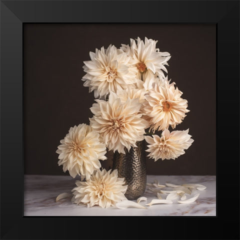 A Dahlia Cascade Black Modern Wood Framed Art Print by McLean, Leah