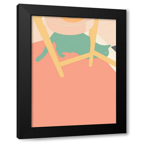 Curious Cat  II Black Modern Wood Framed Art Print with Double Matting by Weiss, Richard