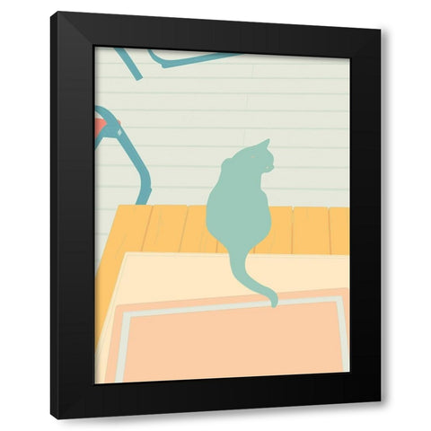 Curious Cat  IV Black Modern Wood Framed Art Print with Double Matting by Weiss, Richard