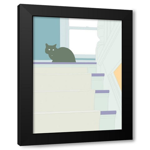 Curious Cat  V Black Modern Wood Framed Art Print with Double Matting by Weiss, Richard