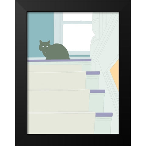 Curious Cat  V Black Modern Wood Framed Art Print by Weiss, Richard