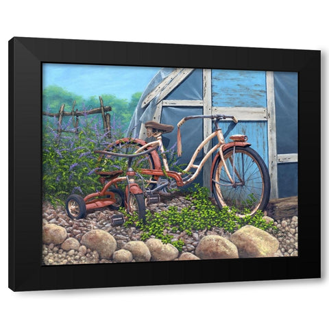 Big Bike Little Trike Black Modern Wood Framed Art Print by Courtney, Richard