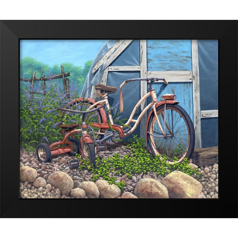 Big Bike Little Trike Black Modern Wood Framed Art Print by Courtney, Richard