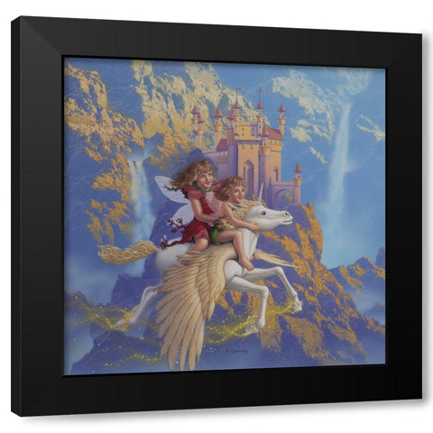 Fairy Sisters Black Modern Wood Framed Art Print with Double Matting by Courtney, Richard