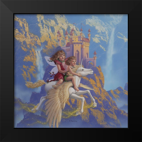 Fairy Sisters Black Modern Wood Framed Art Print by Courtney, Richard